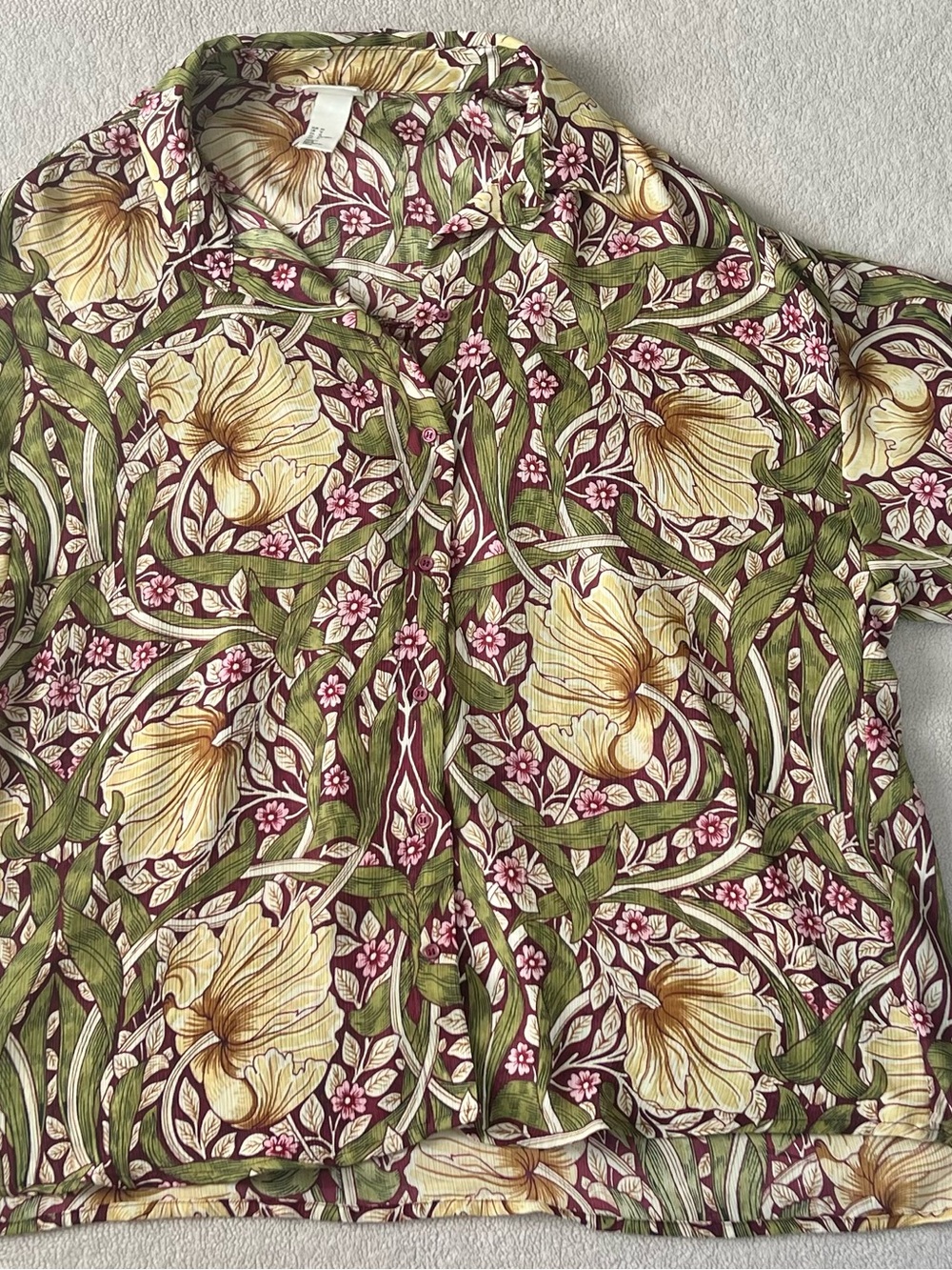 Morris & Co X H&M Woman’s L Button-Up Shirt Long Sleeve Boho Botanical Floral